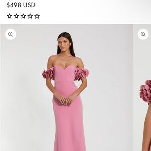 Mac Duggal Strapless Pink Gown with Floral Details